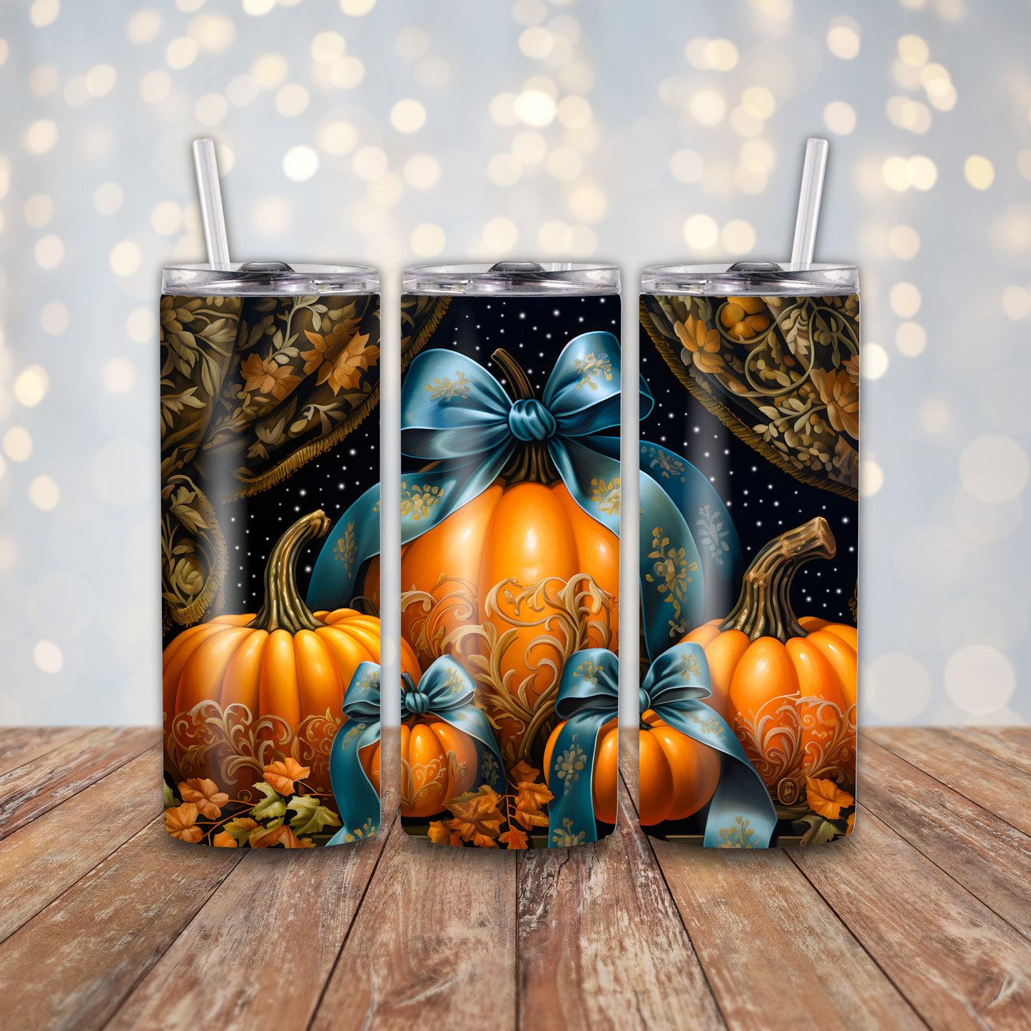 Pumpkin Blue Bows Sublimation Transfers