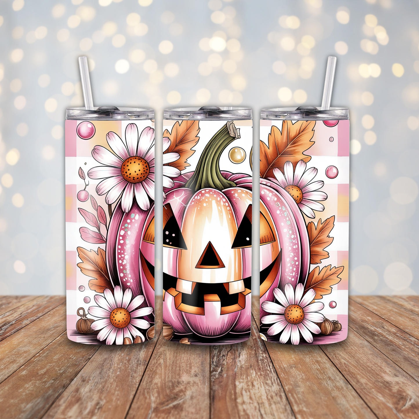 Pink Pumpkin Daisy Sublimation Transfers