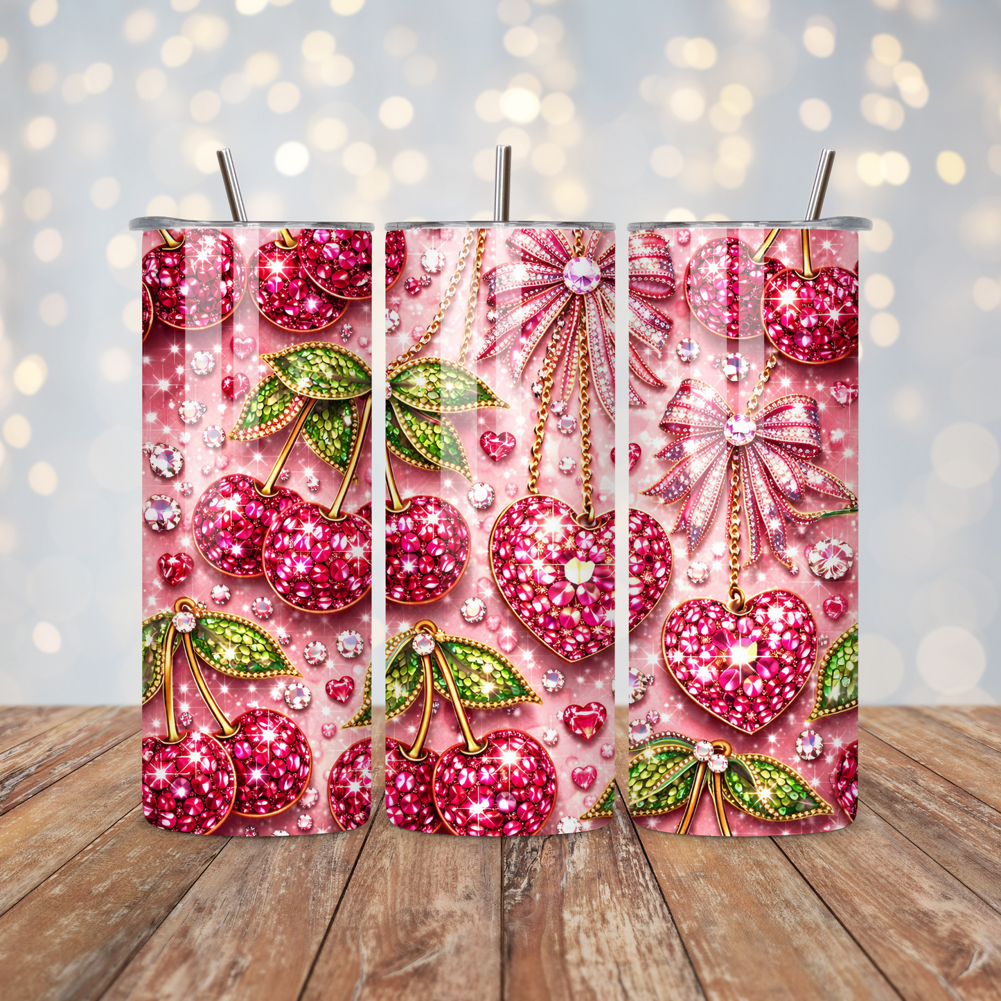 Rhinestone Cherry Bow Sublimation Transfer
