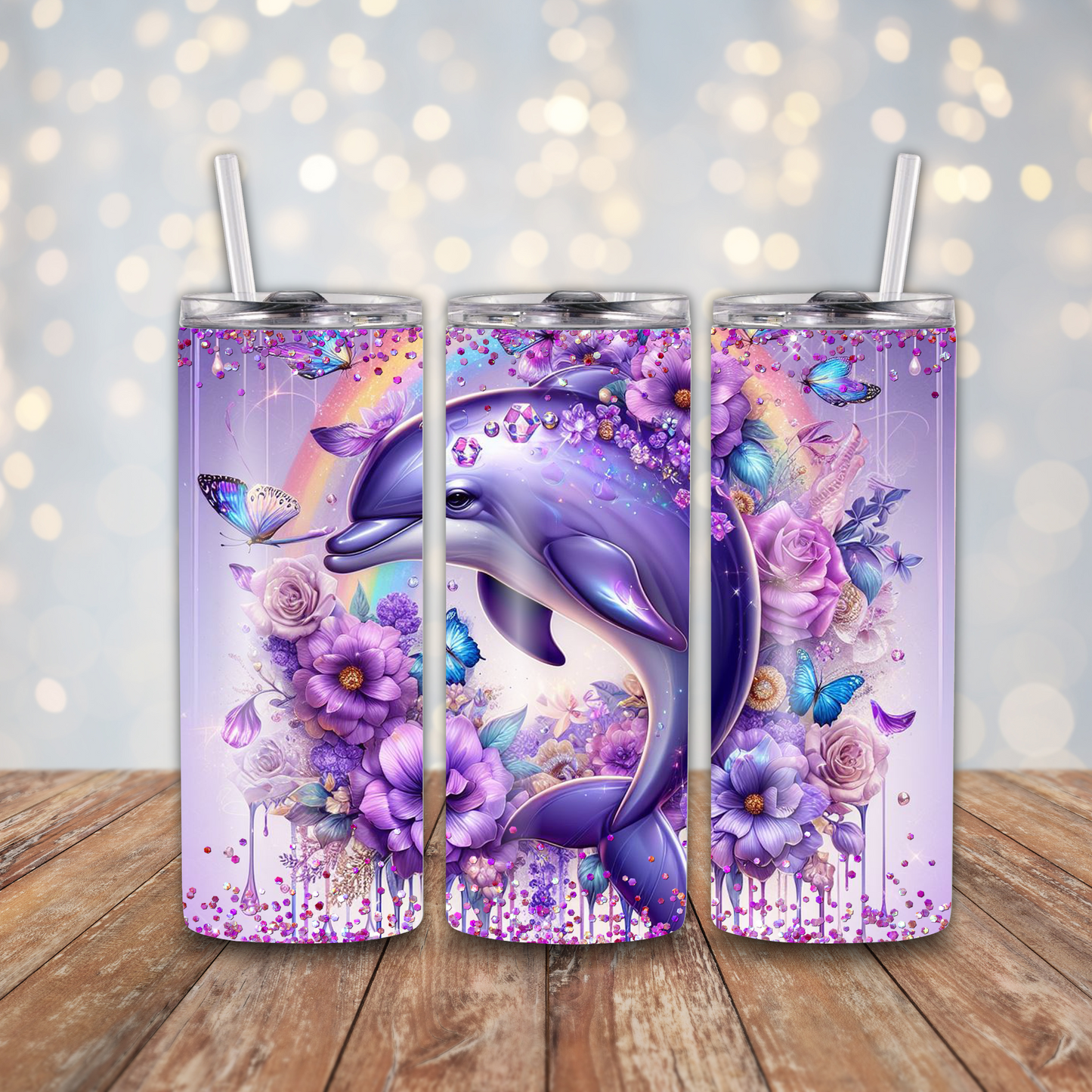 Purple Rainbow Dolphin Sublimation Transfers