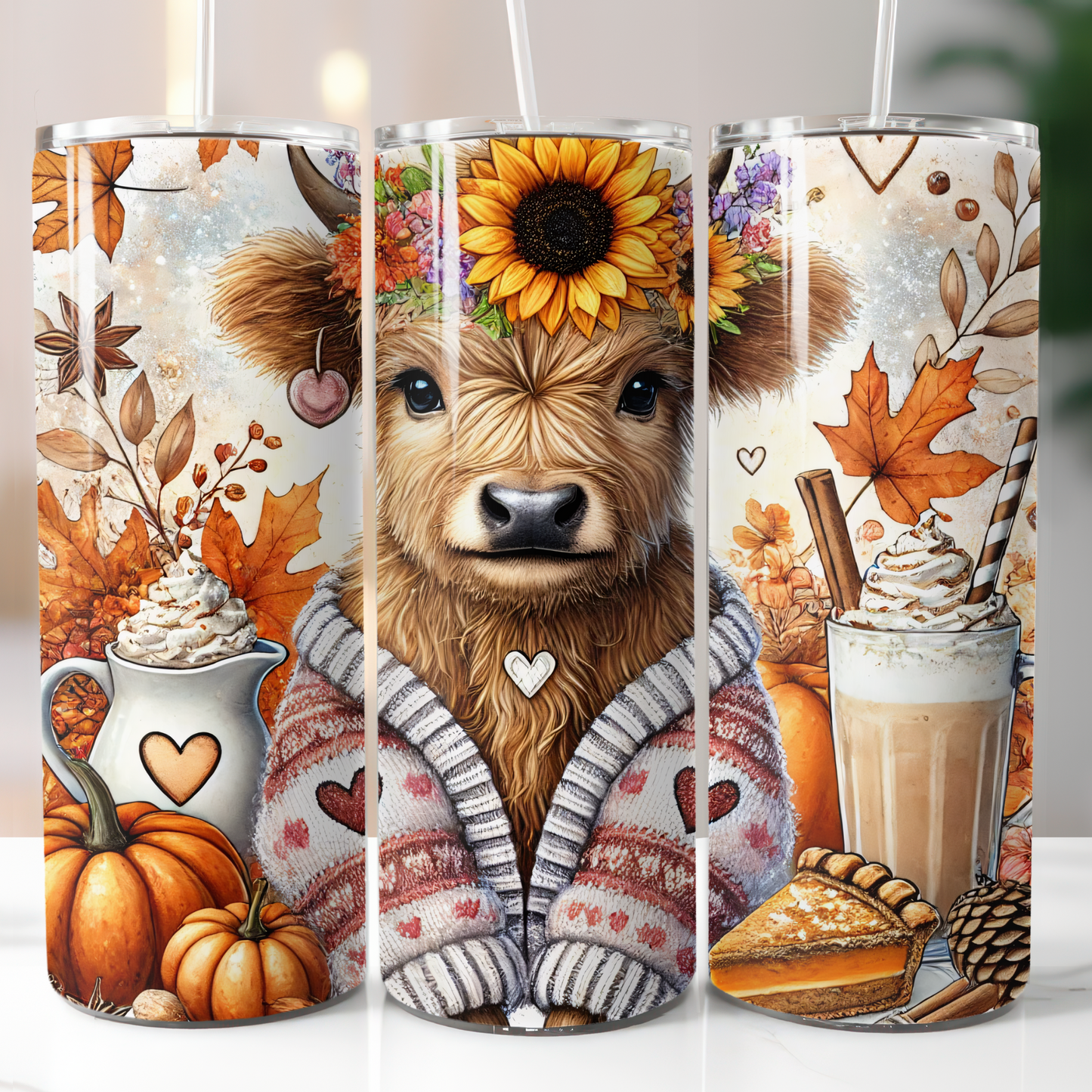 Fall Highland Cow Sunflower Sublimation Transfers