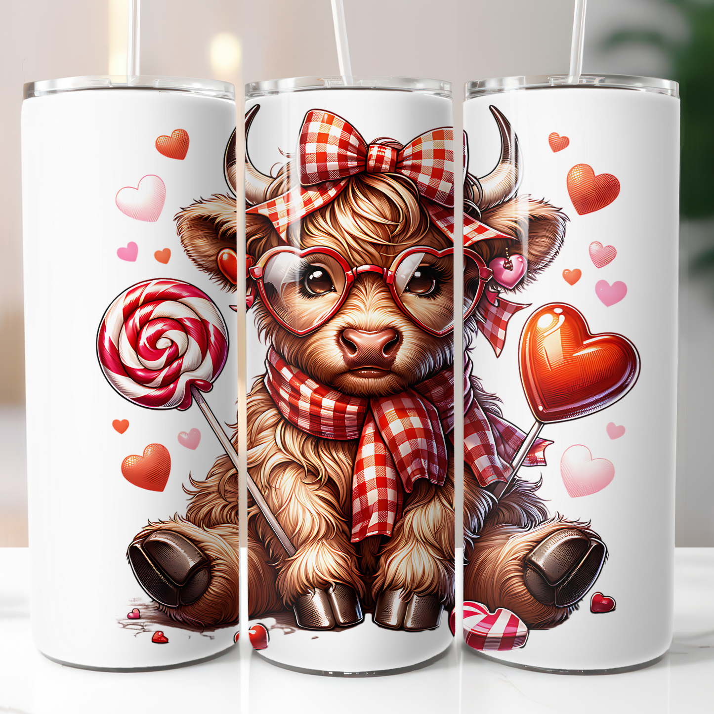Valentine Highland Cow, Sublimation Transfer