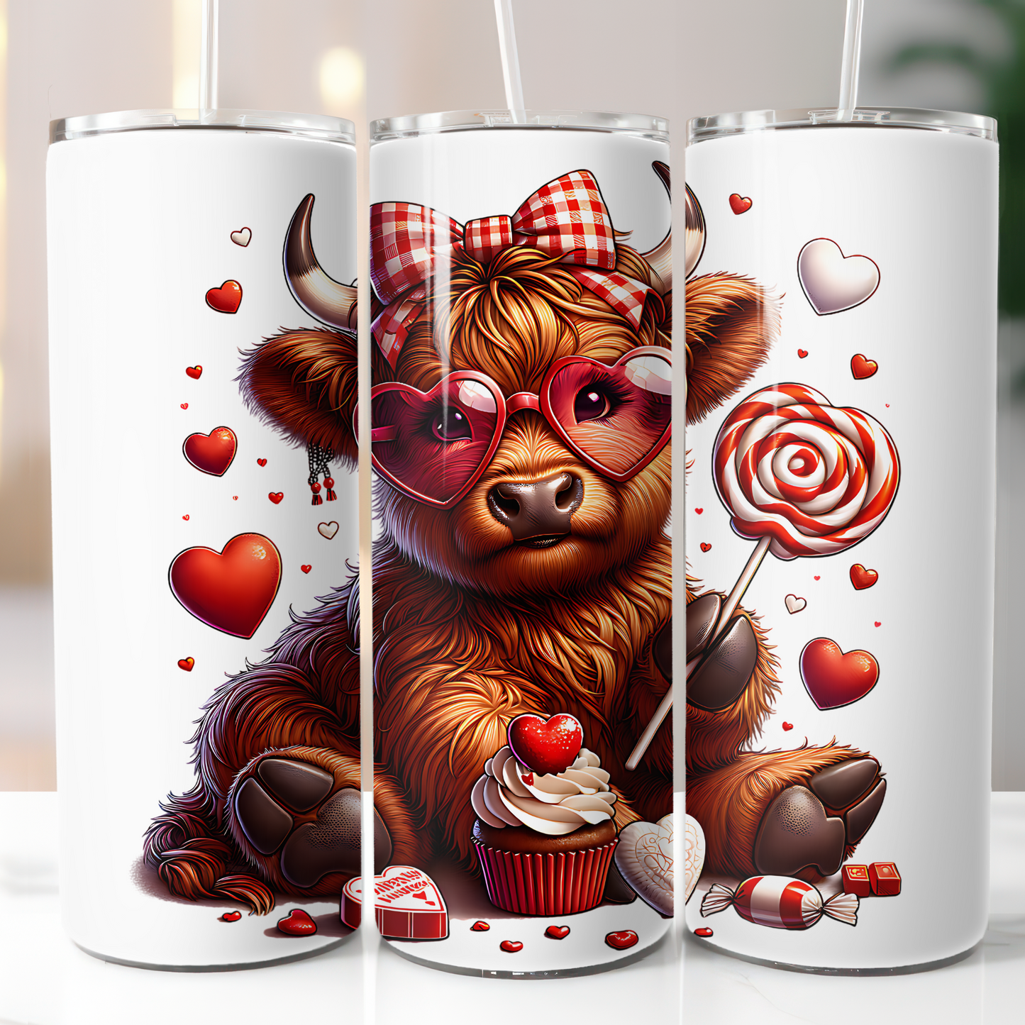 Valentine Highland Cow, Sublimation Transfer