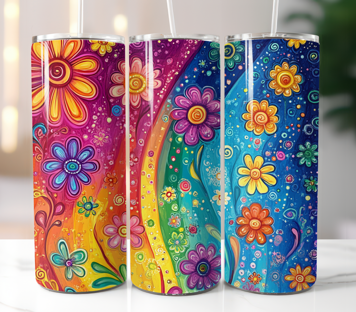 Art Doodles Flowers Sublimation Transfer