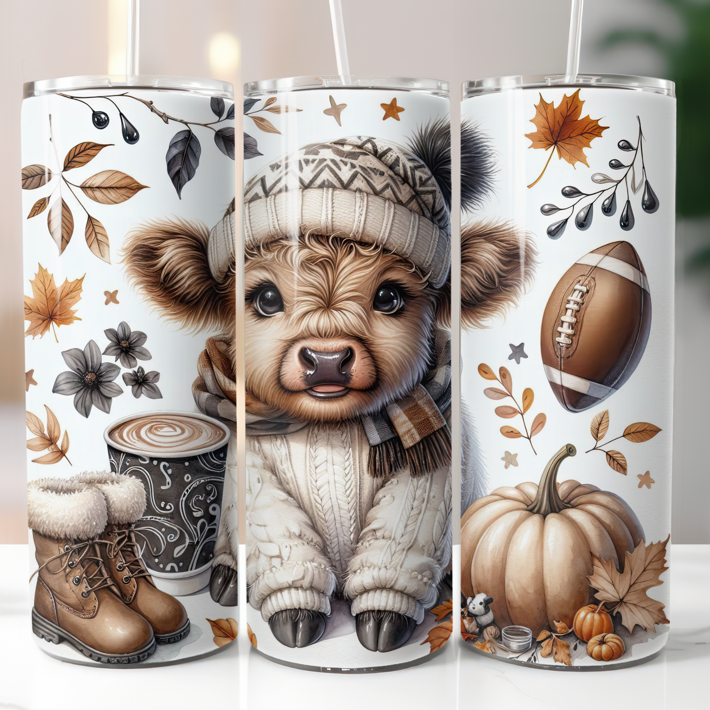 Fall Football Highland Cow Sublimation Transfers