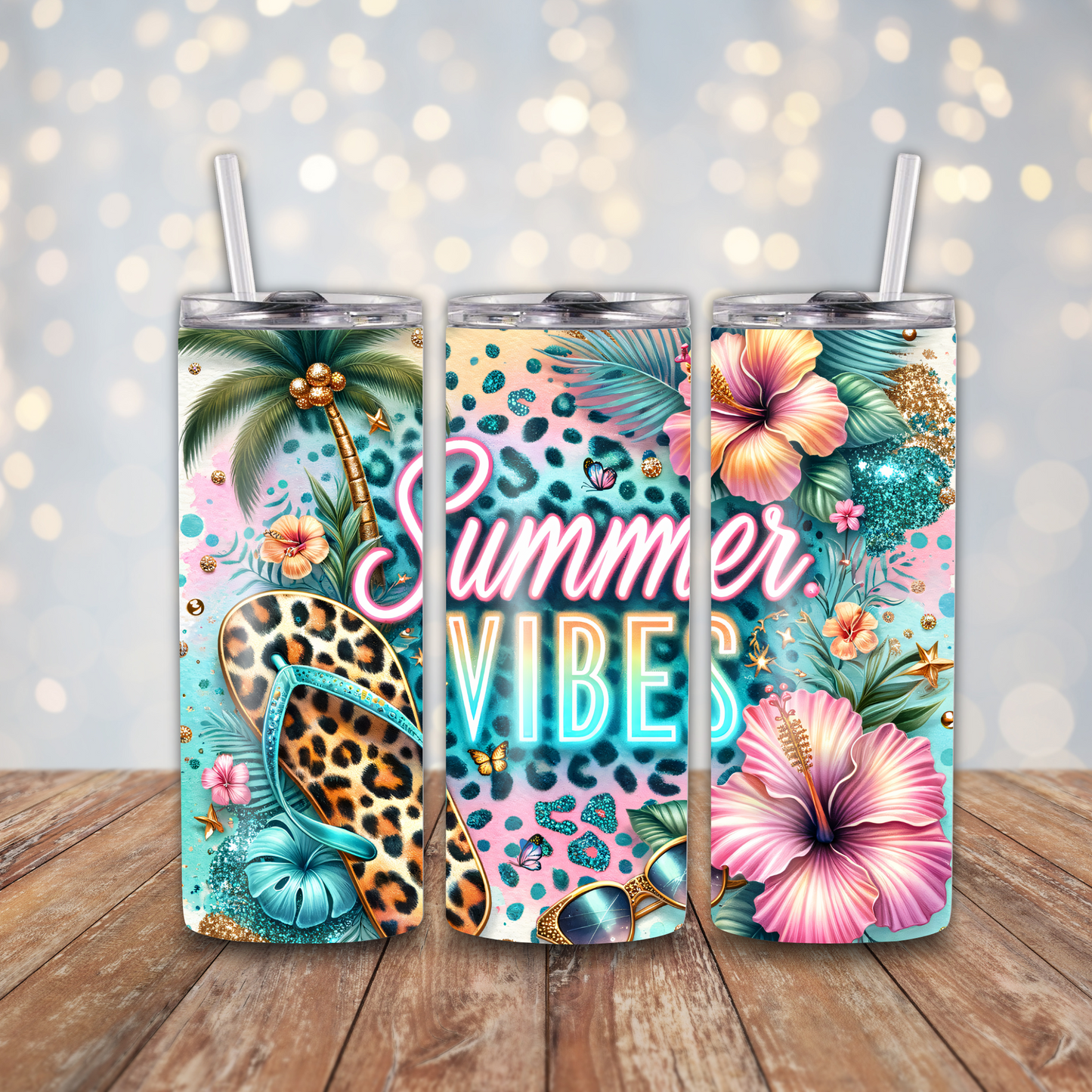 Summer Vibes Leopard Flip Flops Sublimation Transfers