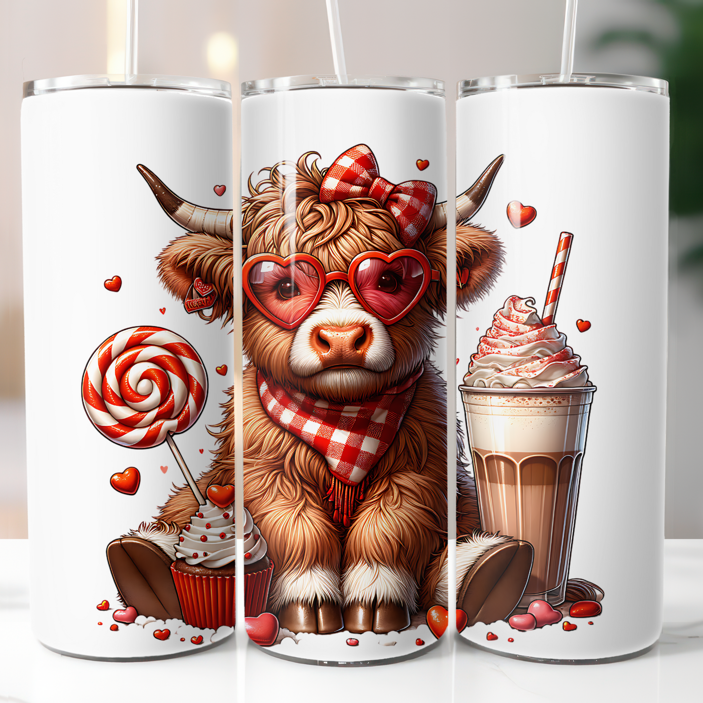 Valentine Highland Cow, Sublimation Transfer