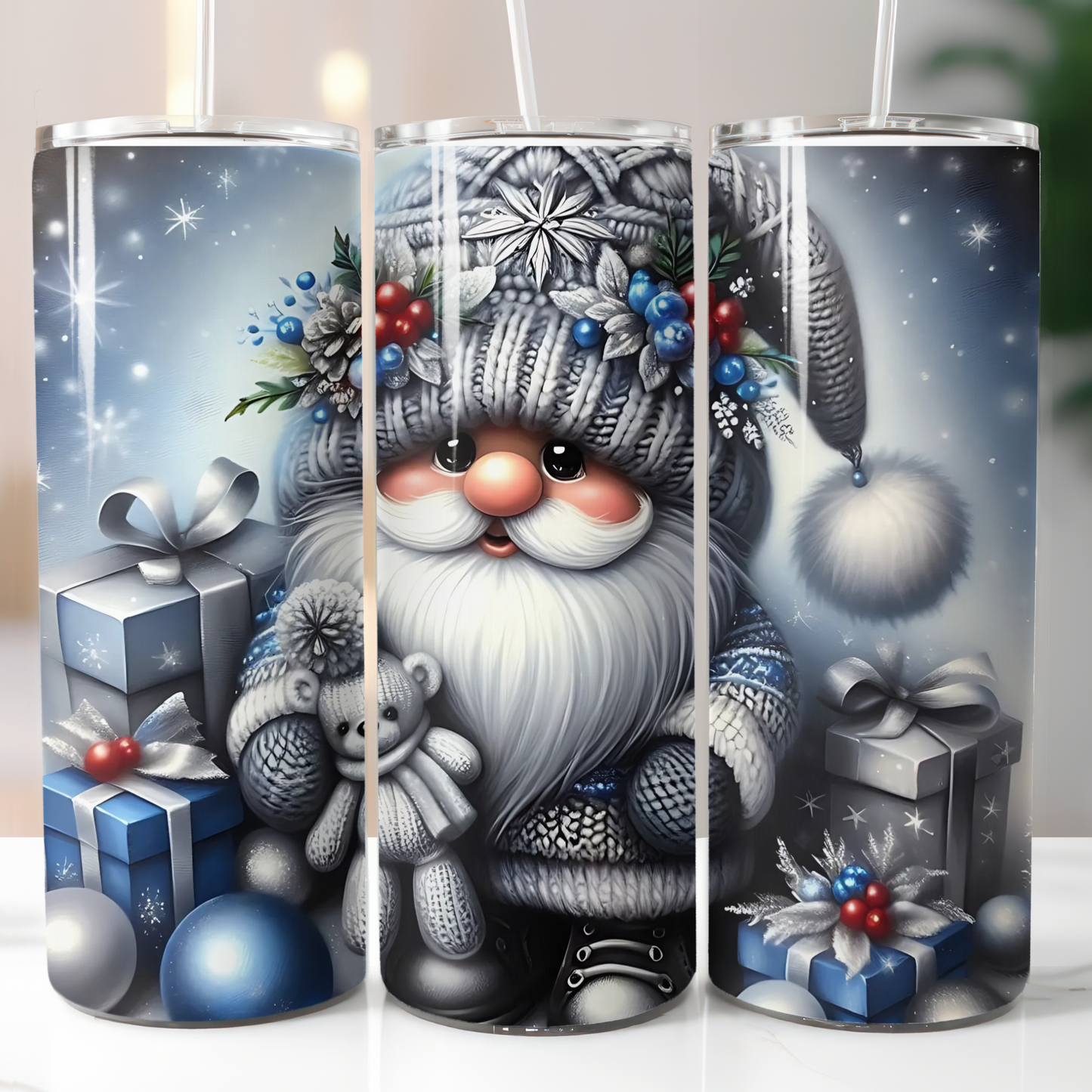 Silver Gnome Teddy Bear Sublimation Transfer