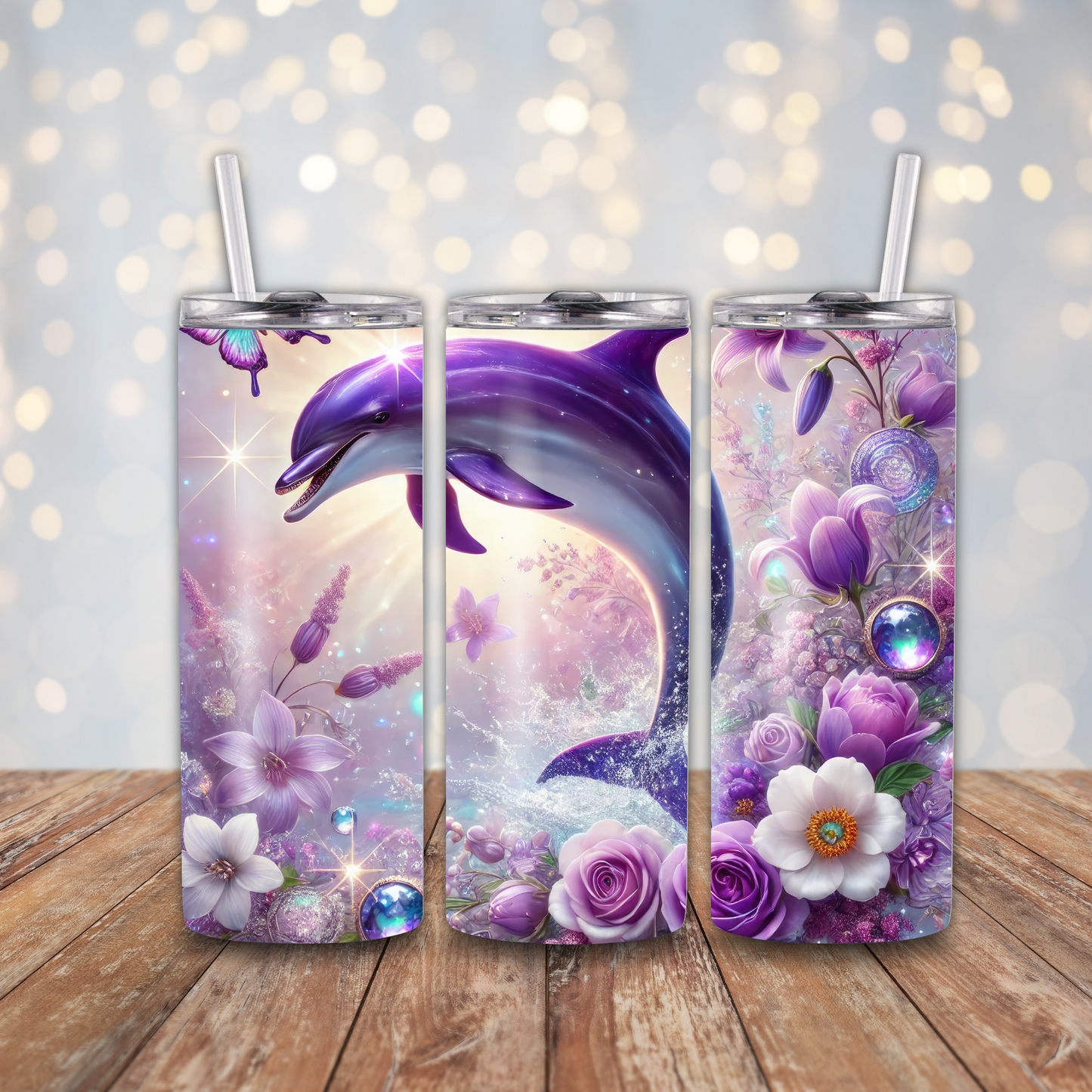 Purple Splashing Dolphin Sublimation Transfers