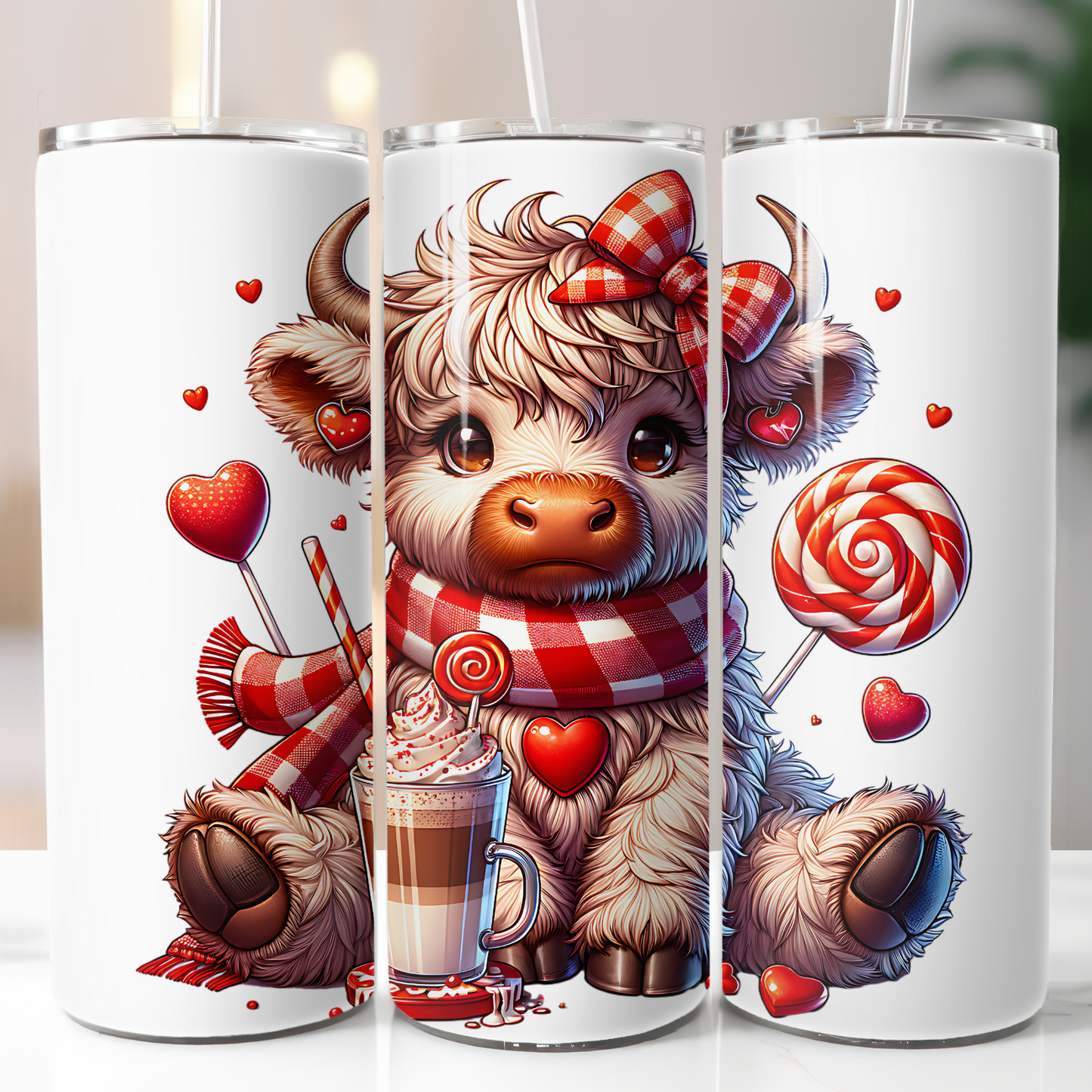 Valentine Highland Cow, Sublimation Transfer