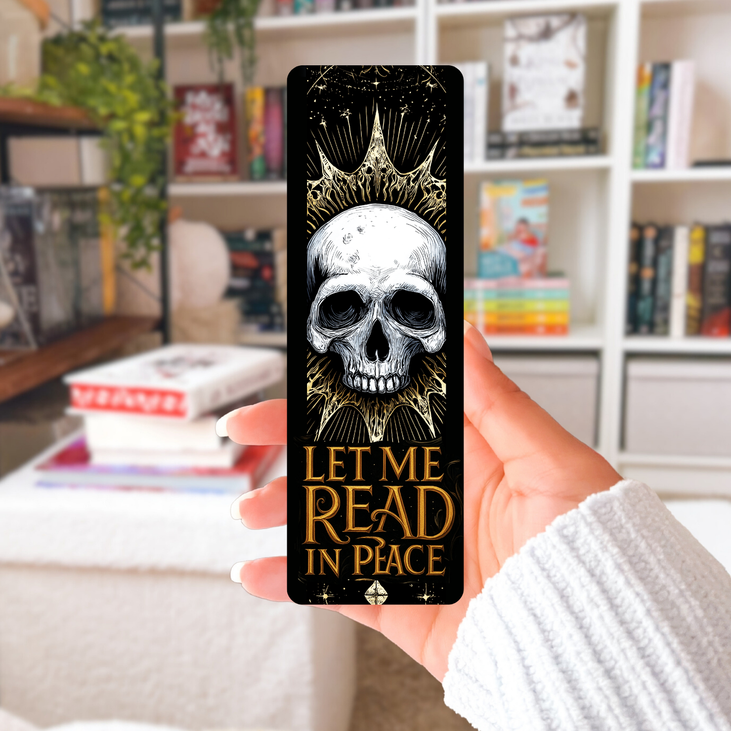 Let Me Read In Peace White Skull Sublimation Transfers