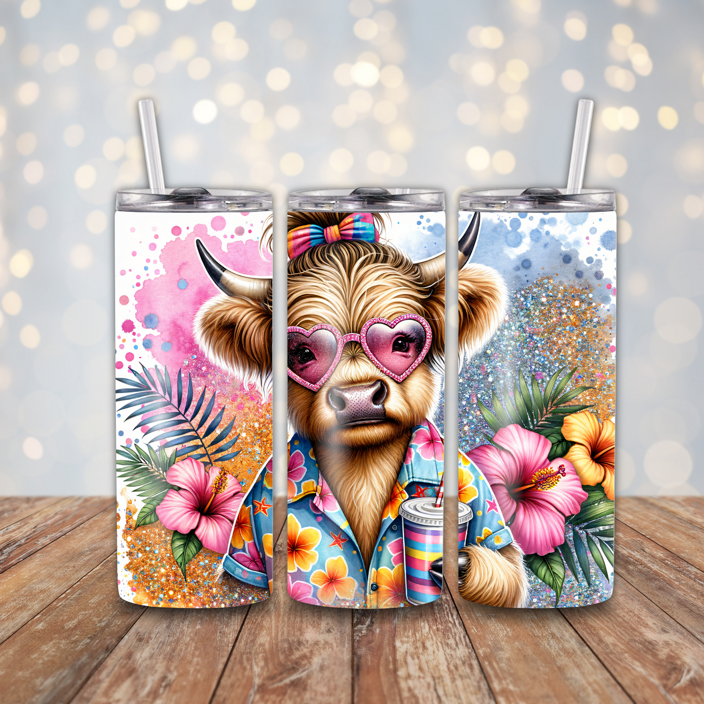 Summer Cow Heart Glasses Sublimation Transfers