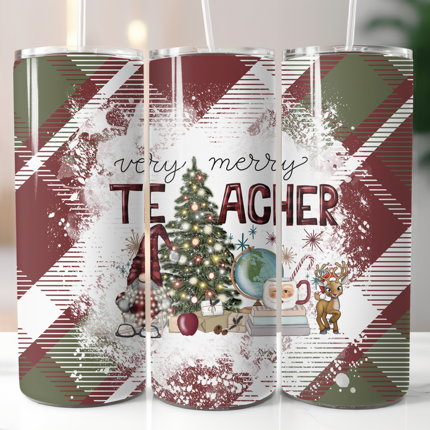 Very Merry Teacher, Sublimation, Ready To Press, Print Out Transfer, 20 oz, Skinny Tumbler Transfer, NOT A DIGITAL