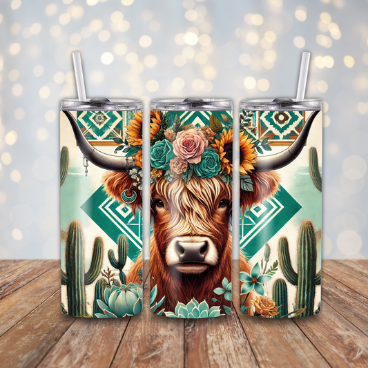 Highland Cow Cactus Sublimation Transfers