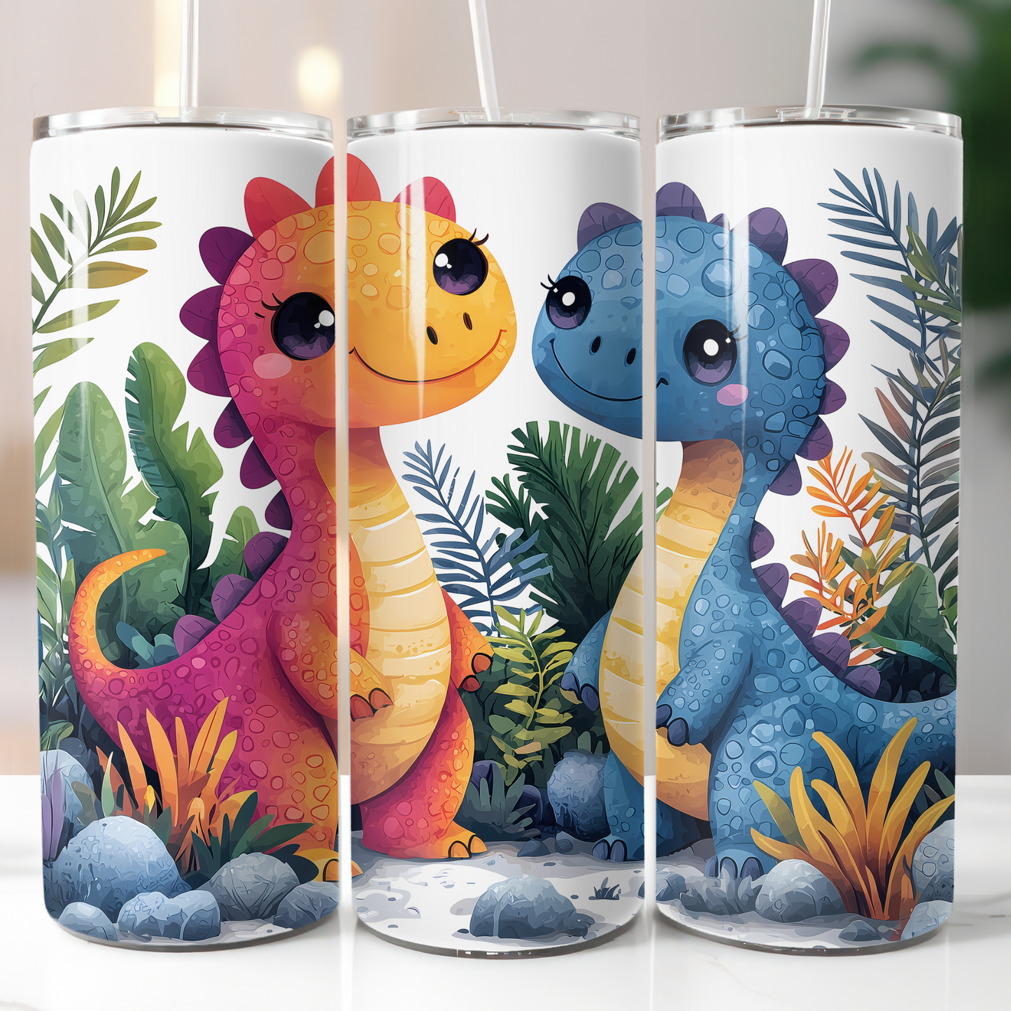 Orange Blue Dinosaurs Sublimation Transfer