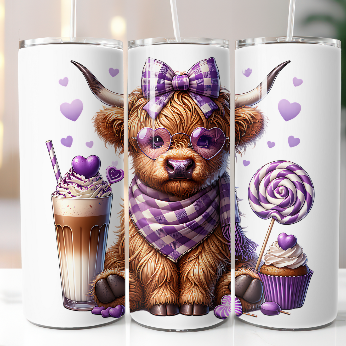 Valentine Highland Cow, Sublimation Transfer