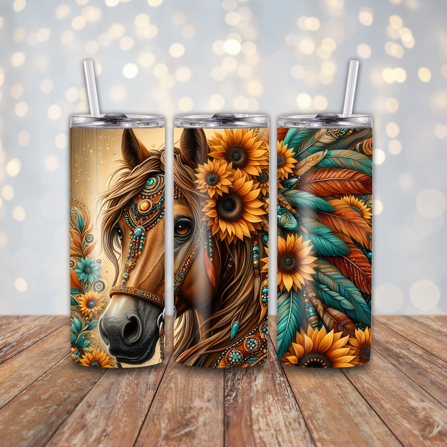 Boho Horse Sunflowers Sublimation Transfers
