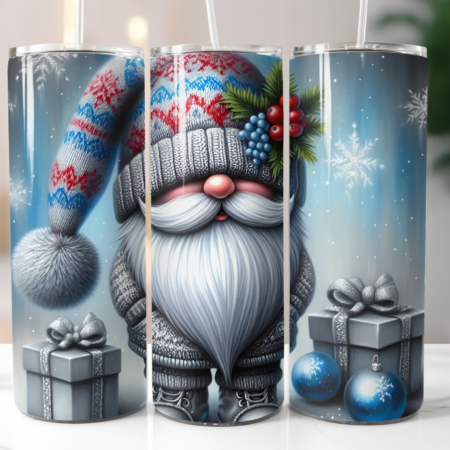 Silver Gnome Blue Ornaments Sublimation Transfer