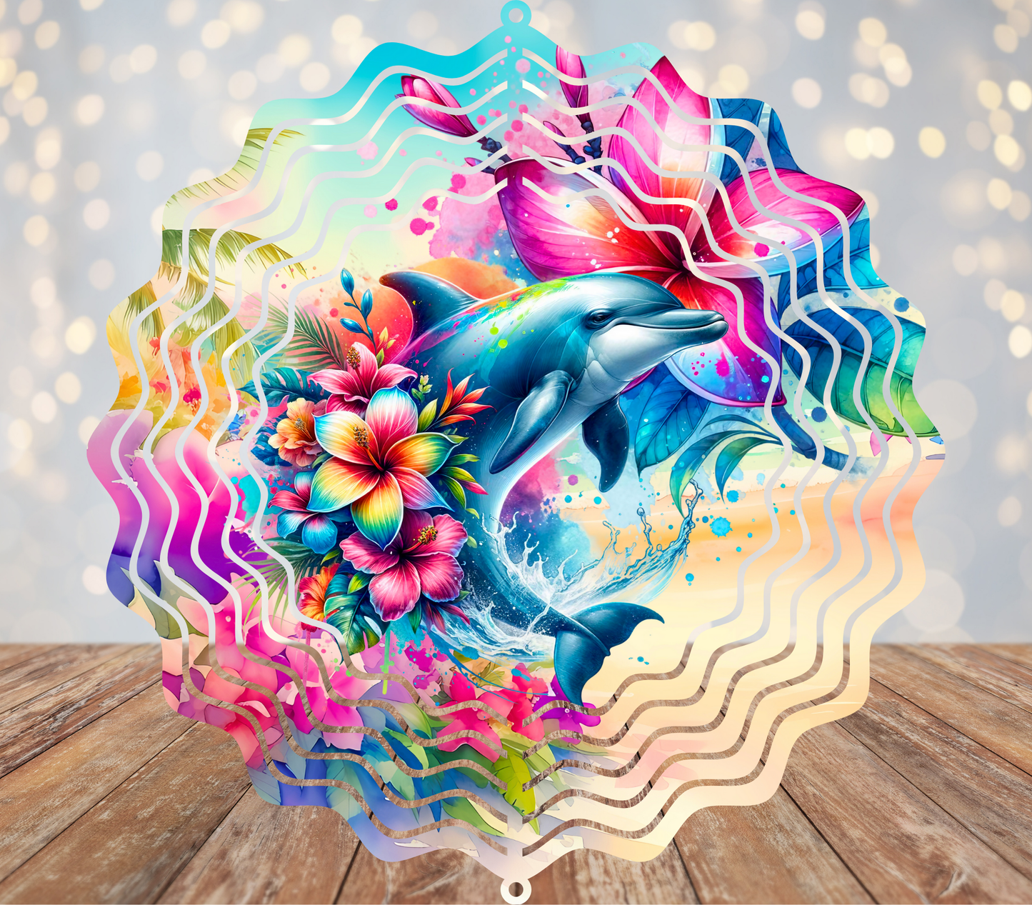 Dolphin Hibiscus Wind Spinner