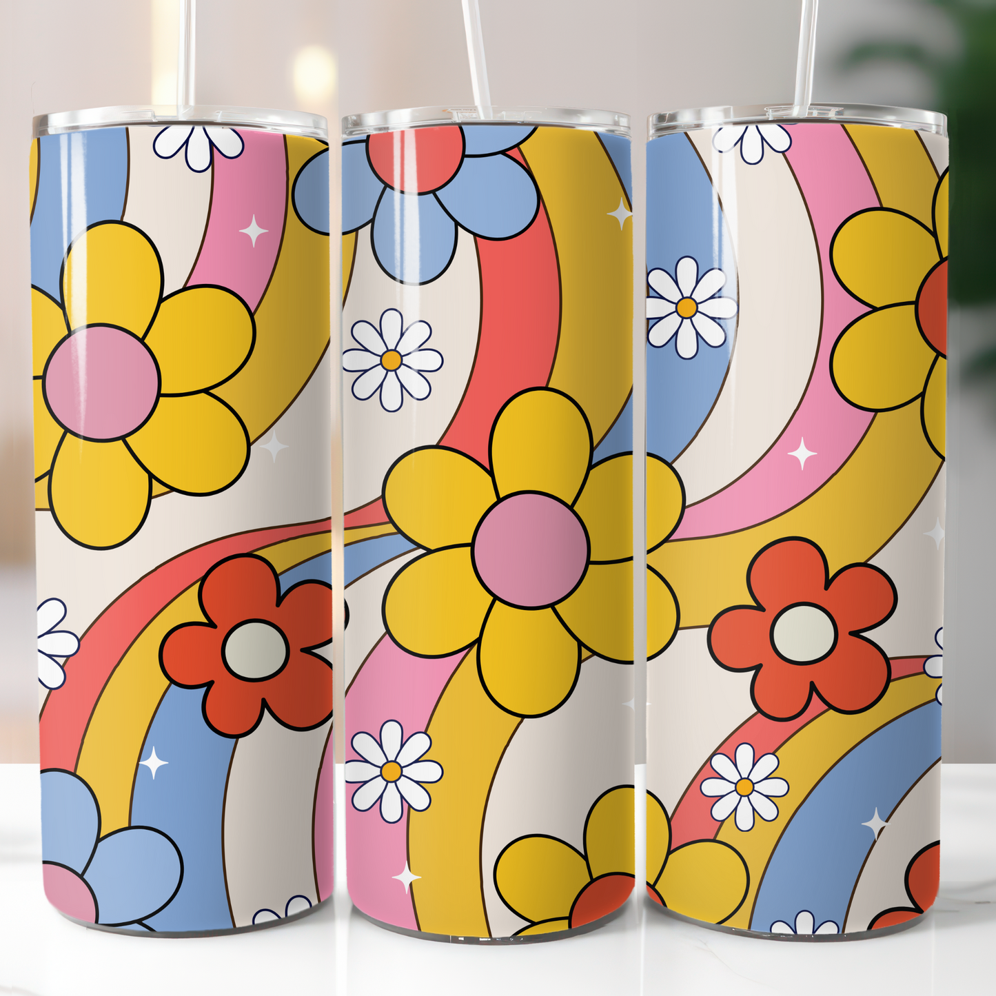 Retro Colorful Flowers Sublimation Transfers