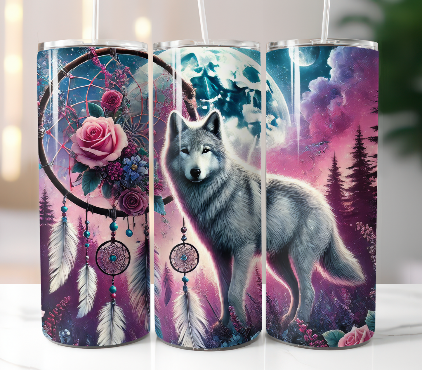 Dreamcatcher Wolf Moon Sublimation Transfer