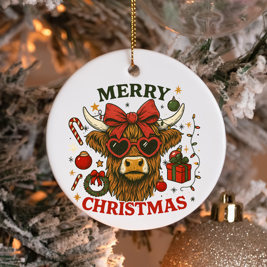 Highland Cow Merry Christmas Sublimation Transfers