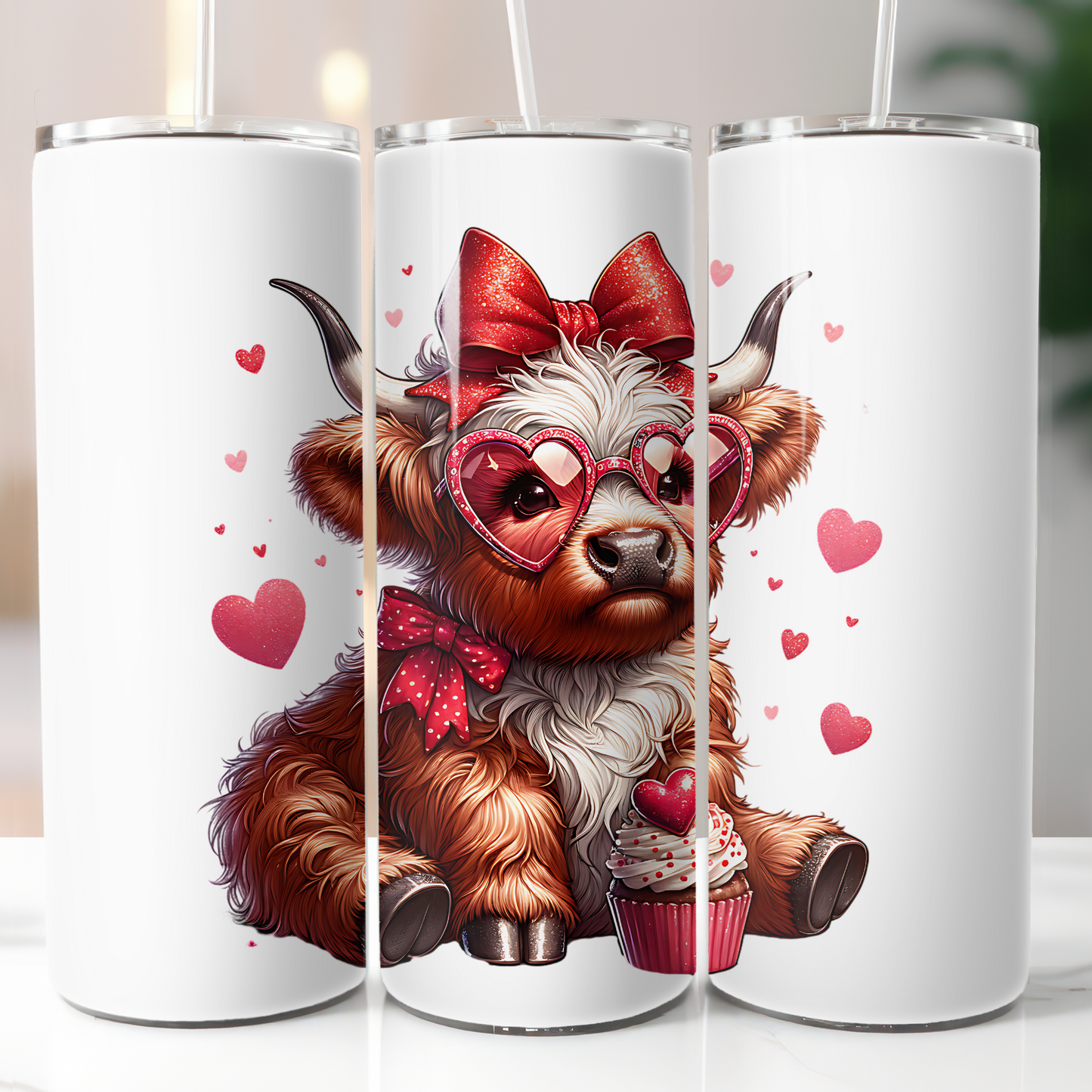 Valentine Highland Cow, Sublimation Transfer