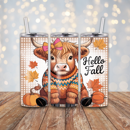 Hello Fall Highland Cow Sweater Sublimation Transfers