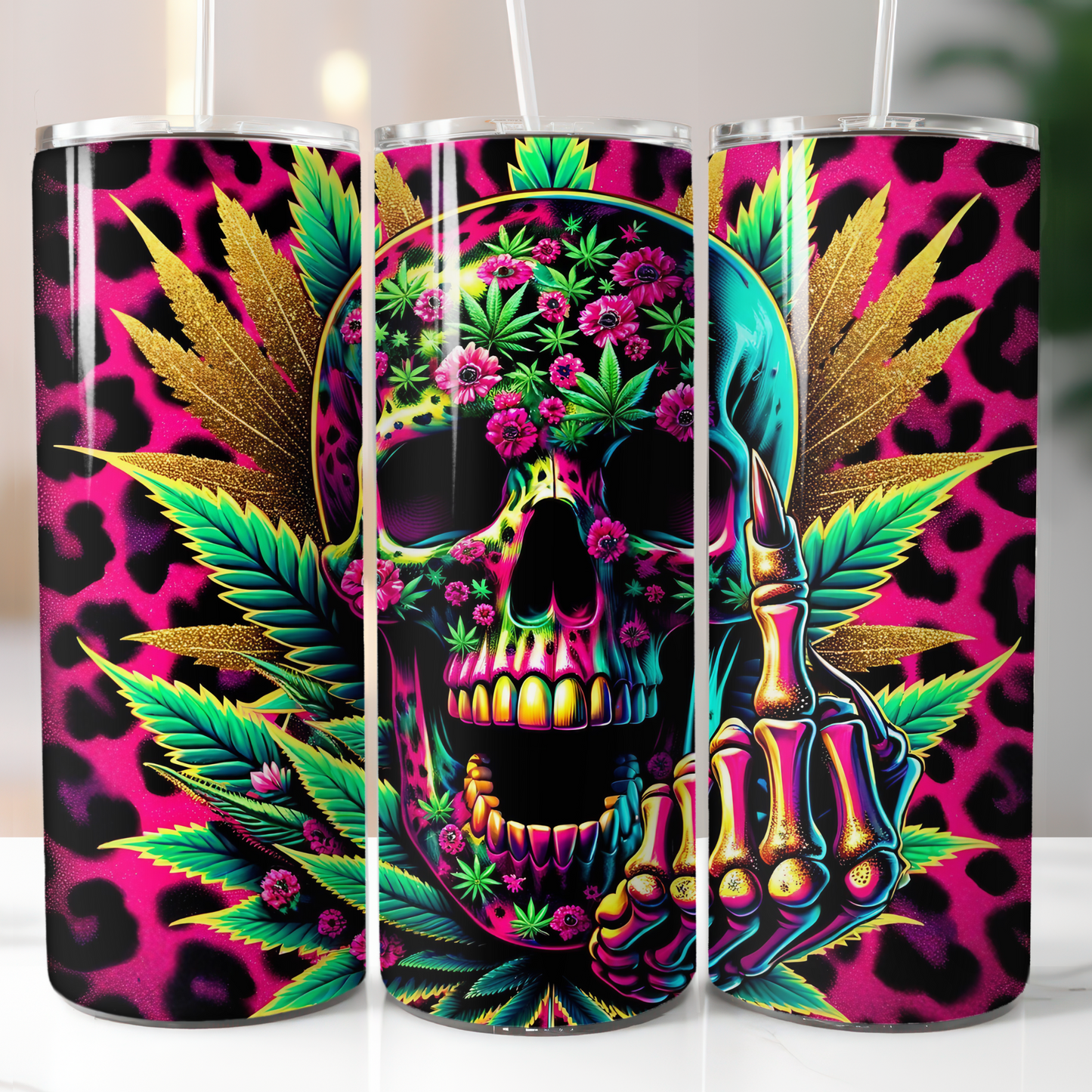 Neon Skull Weed, Sublimation Transfer