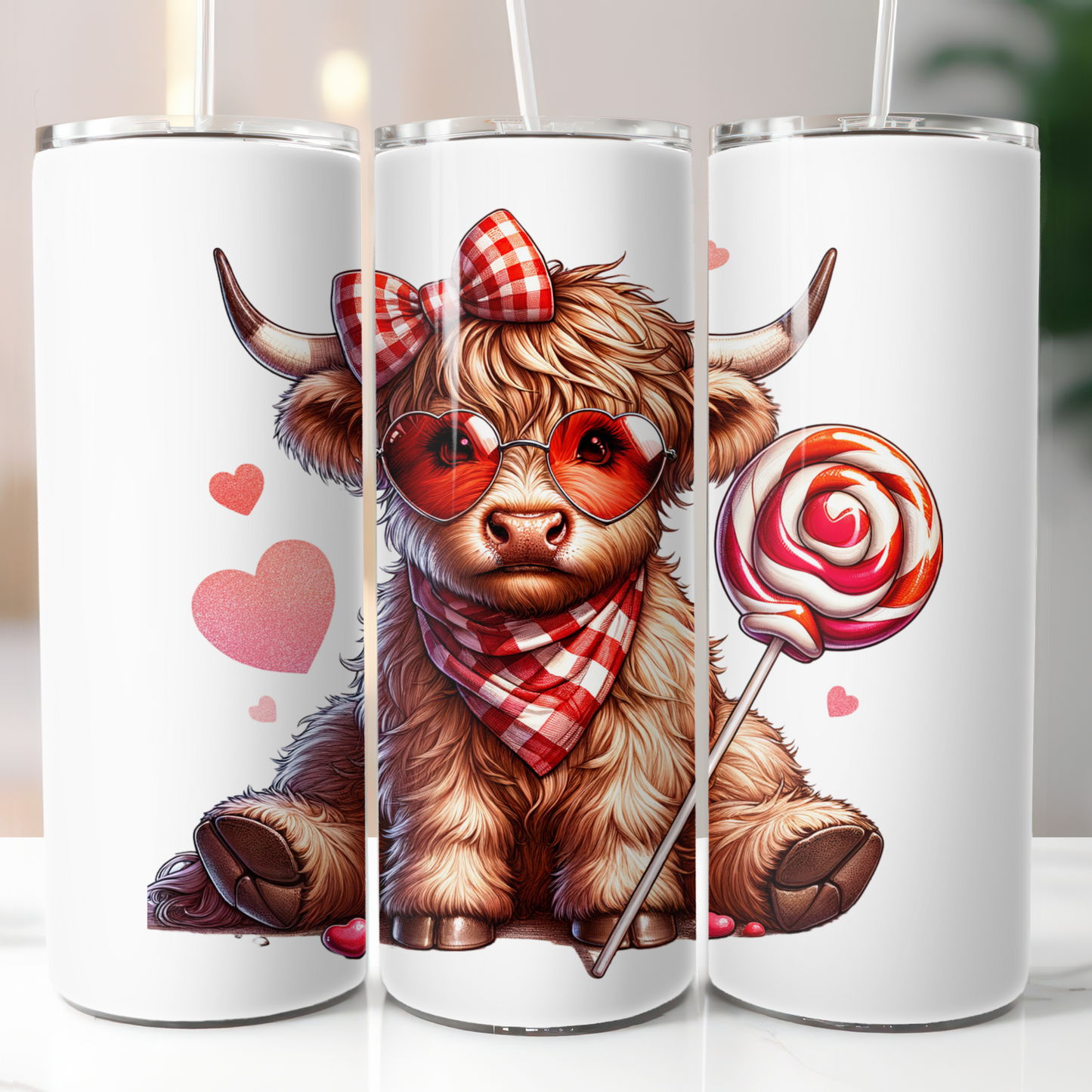 Valentine Highland Cow, Sublimation Transfer