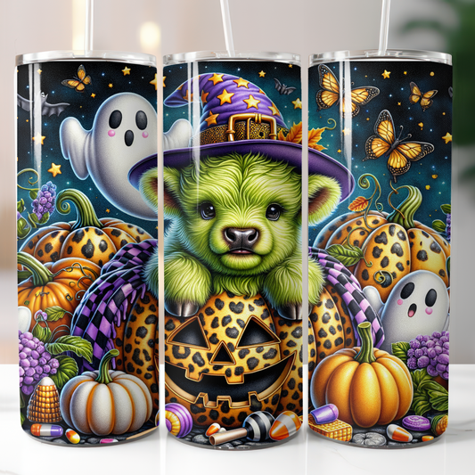 Halloween Green Highland Cow, Sublimation Prints