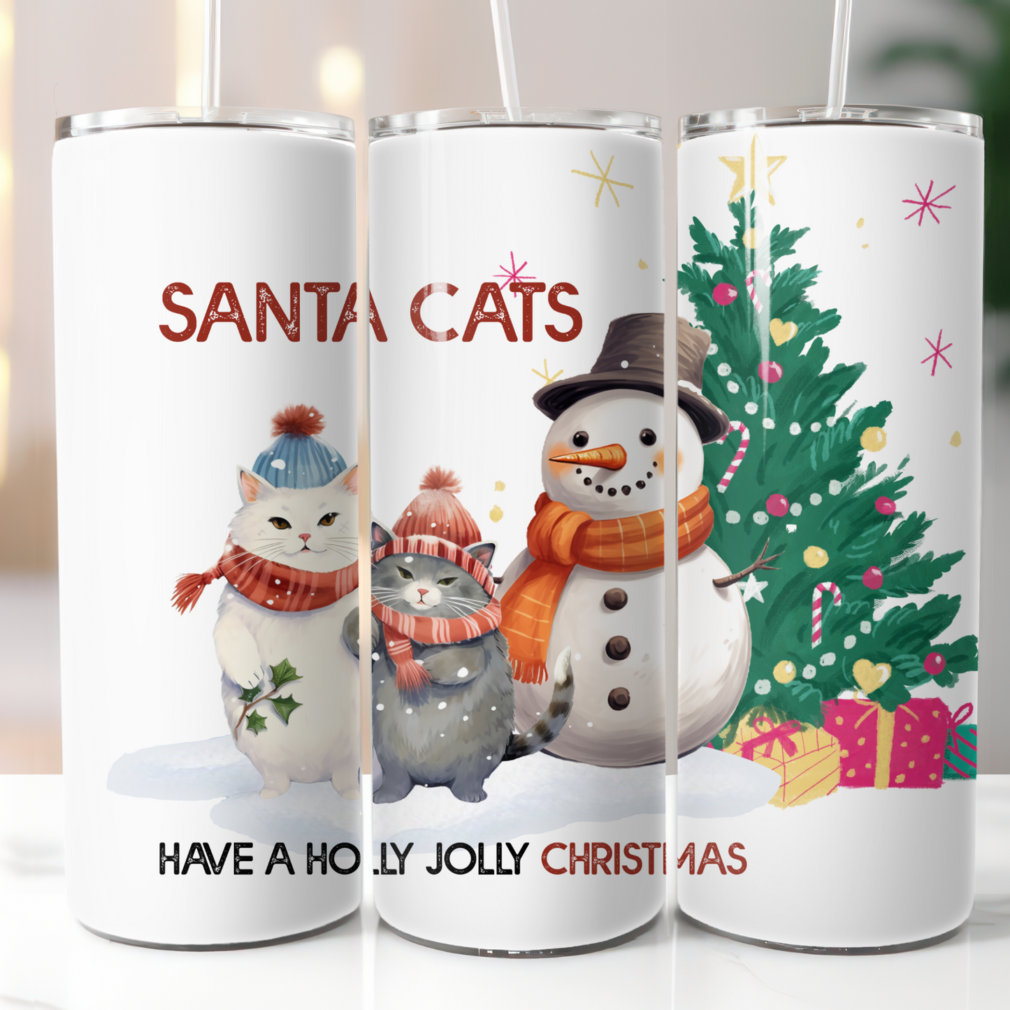 Christmas Cats, Sublimation, Ready To Press, Print Out Transfer, 20 oz, Skinny Tumbler Transfer, NOT A DIGITAL