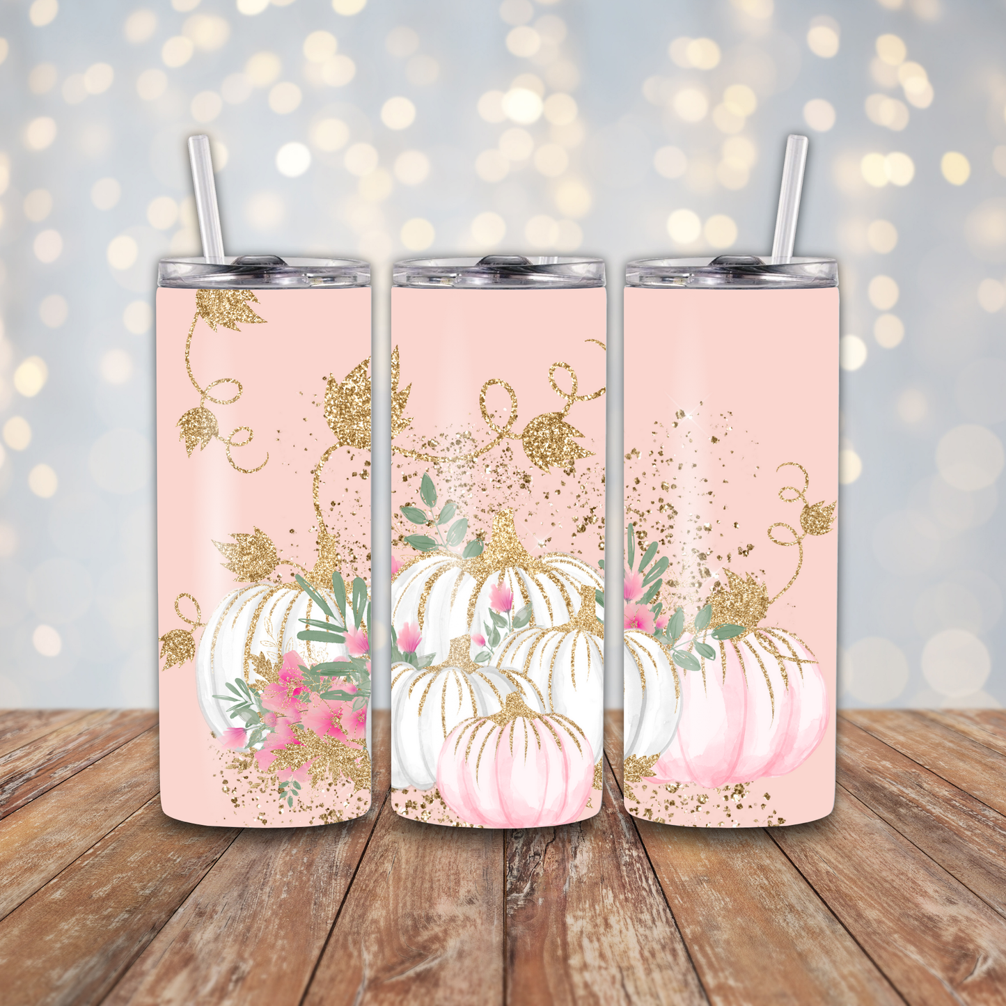 White Pink Glitter Pumpkins Sublimation Transfers