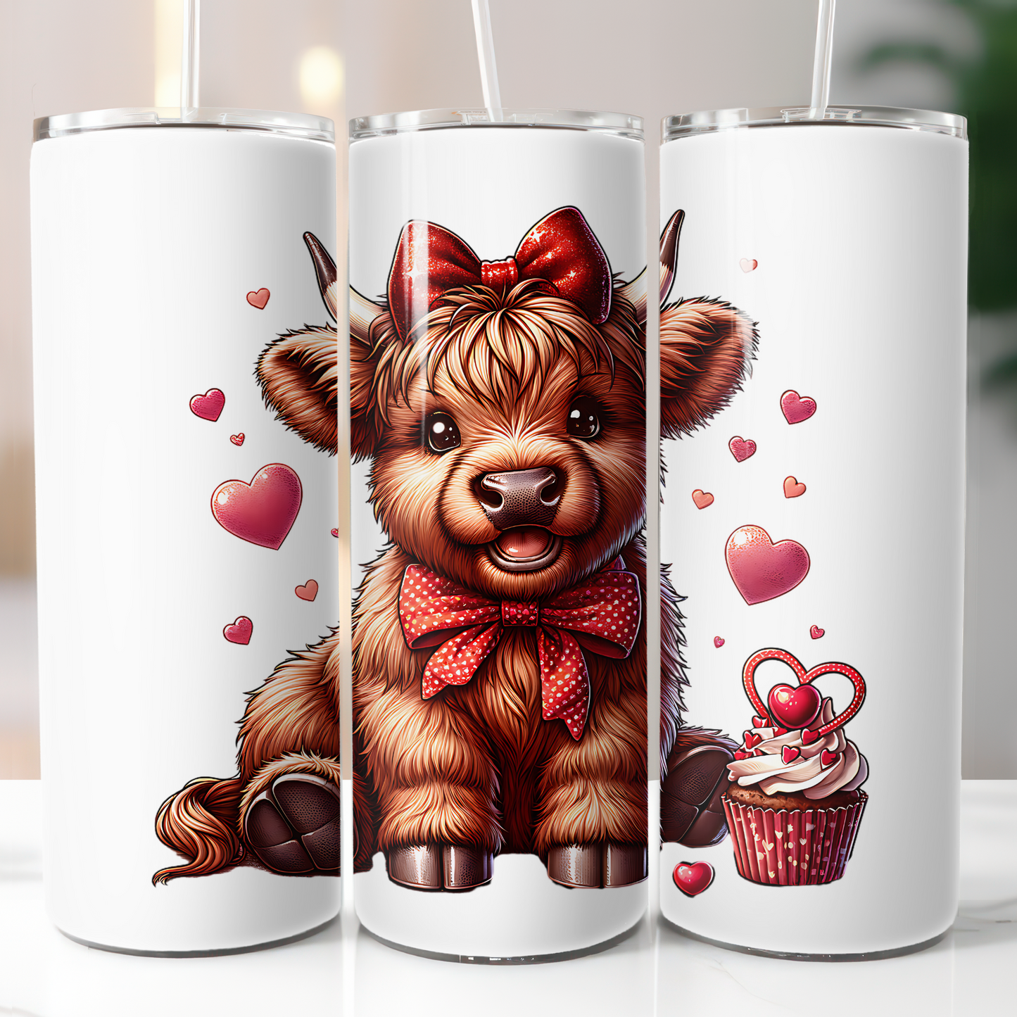 Valentine Highland Cow, Sublimation Transfer