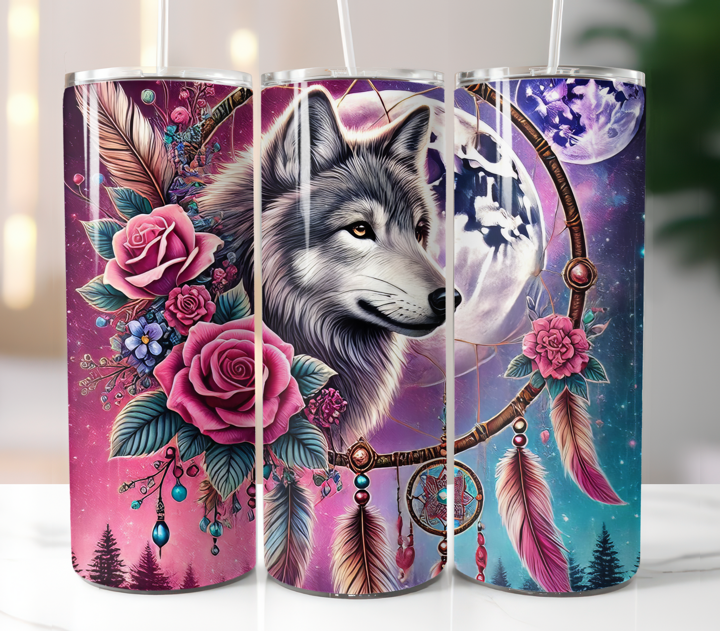 Dreamcatcher Wolf Roses Sublimation Transfer