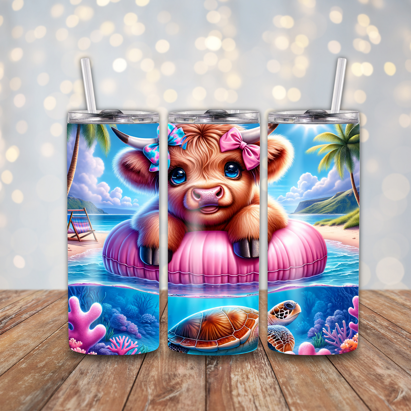 Summer Beach Baby Cow Sublimation Transfers
