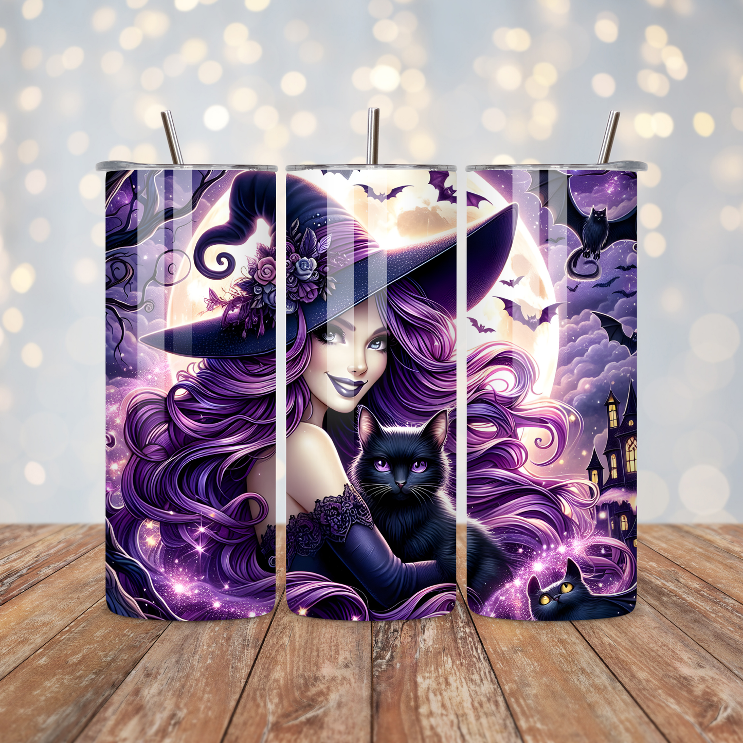 Purple Witch Black Cat Sublimation Transfer