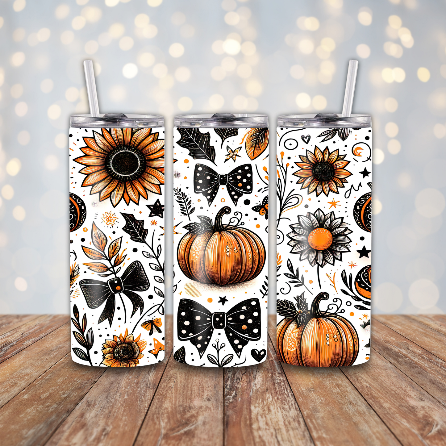 Pumpkin Black Coquette Bows Sublimation Transfers