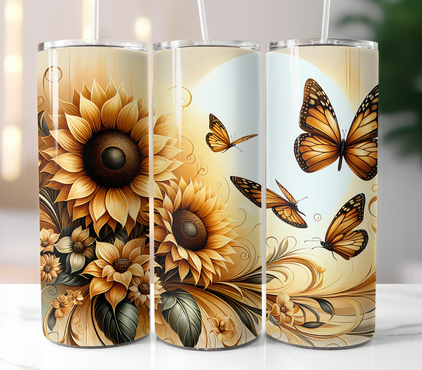 Sunflower Butterflies Sublimation Transfer
