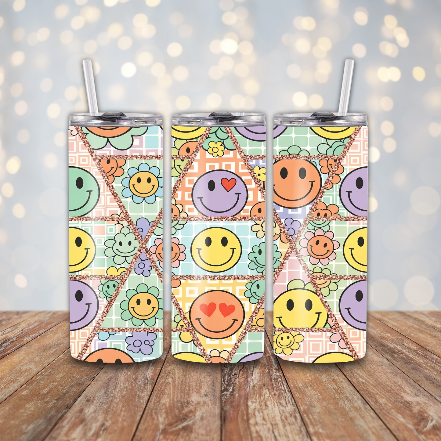 Happy Face Glitter Sublimation Transfers