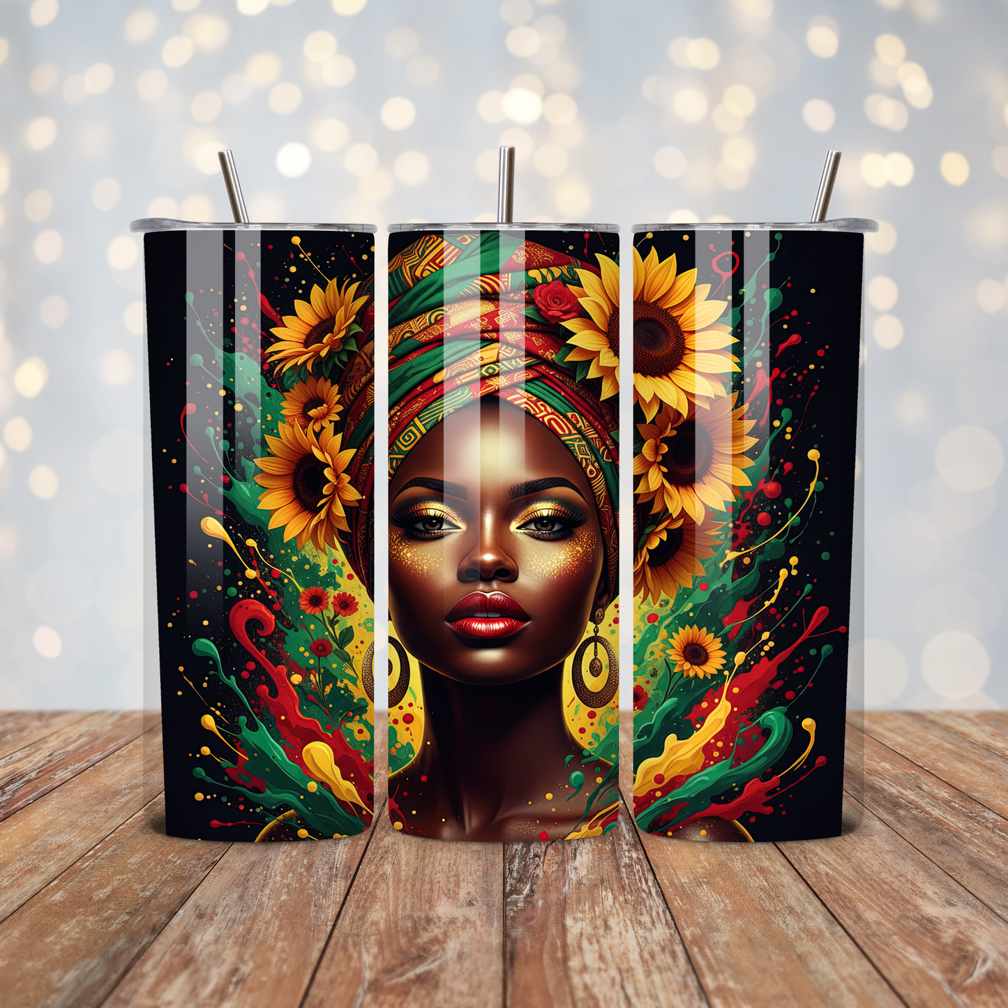 Black Woman Sunflowers Sublimation Transfer