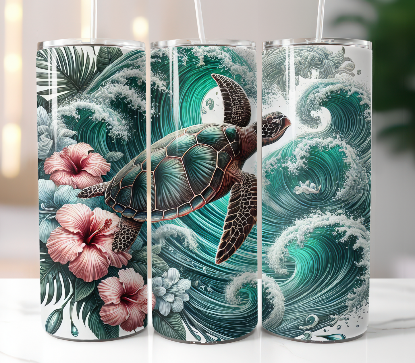 Sea Turtle Hibiscus #2 Sublimation Transfer