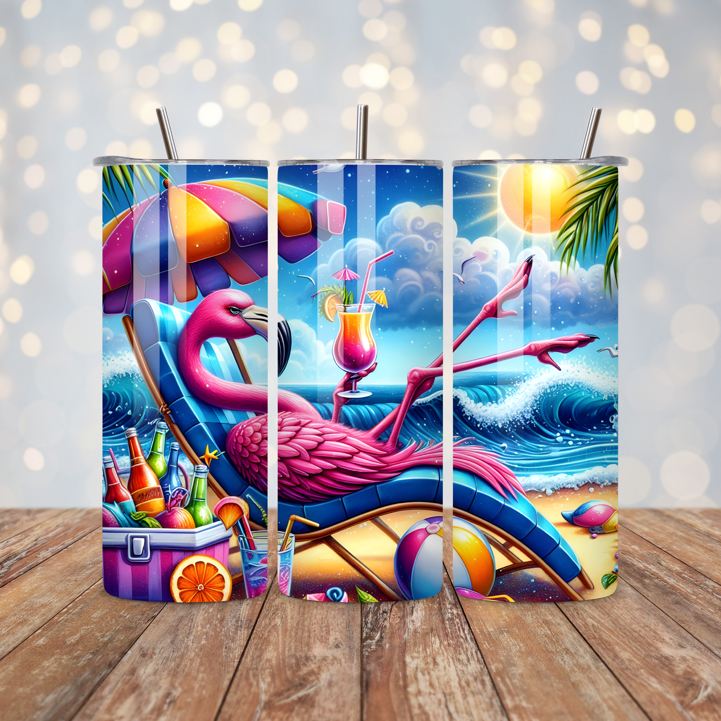 Flamingo at the Beach Sublimation Transfer