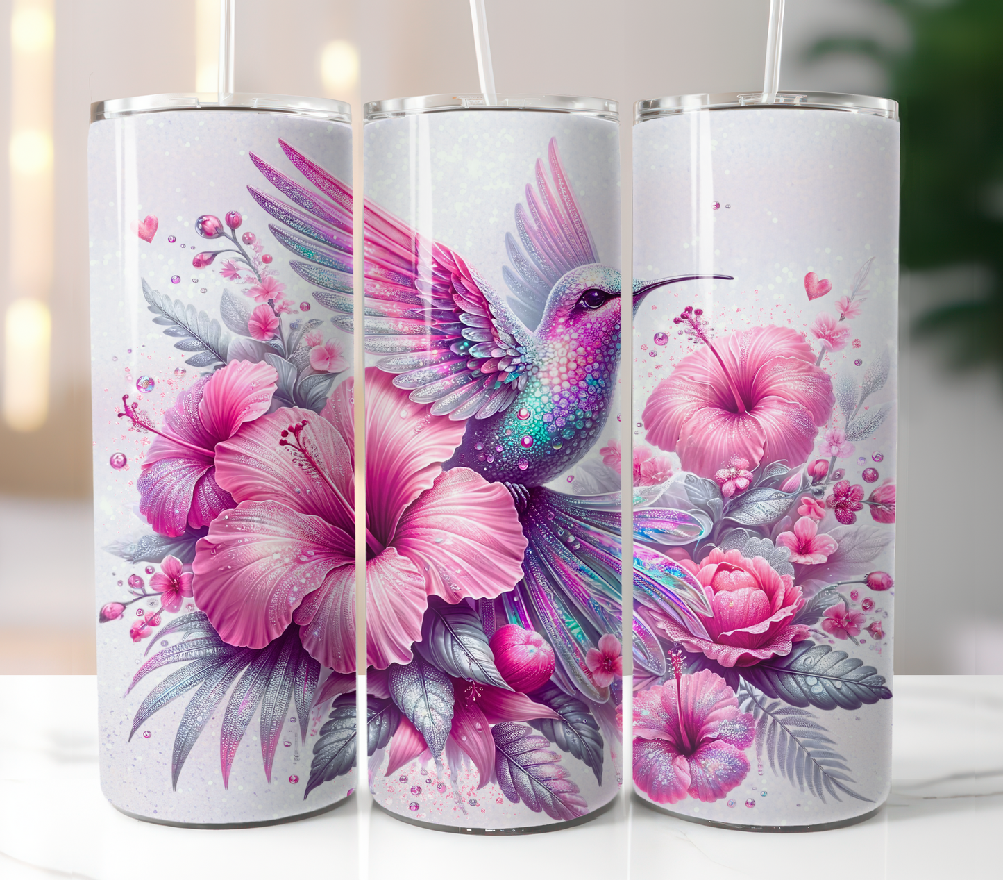 Hummingbird Pink Hibiscus Sublimation Transfer
