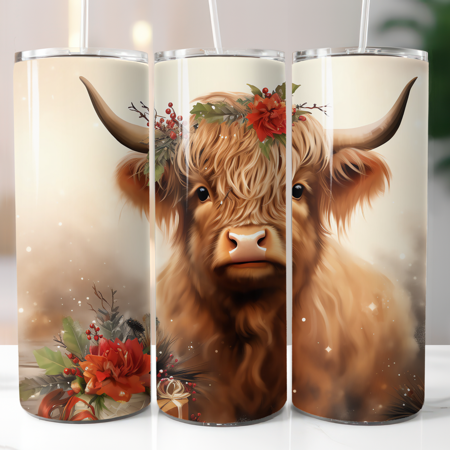 Christmas Highland Cow, Sublimation Prints