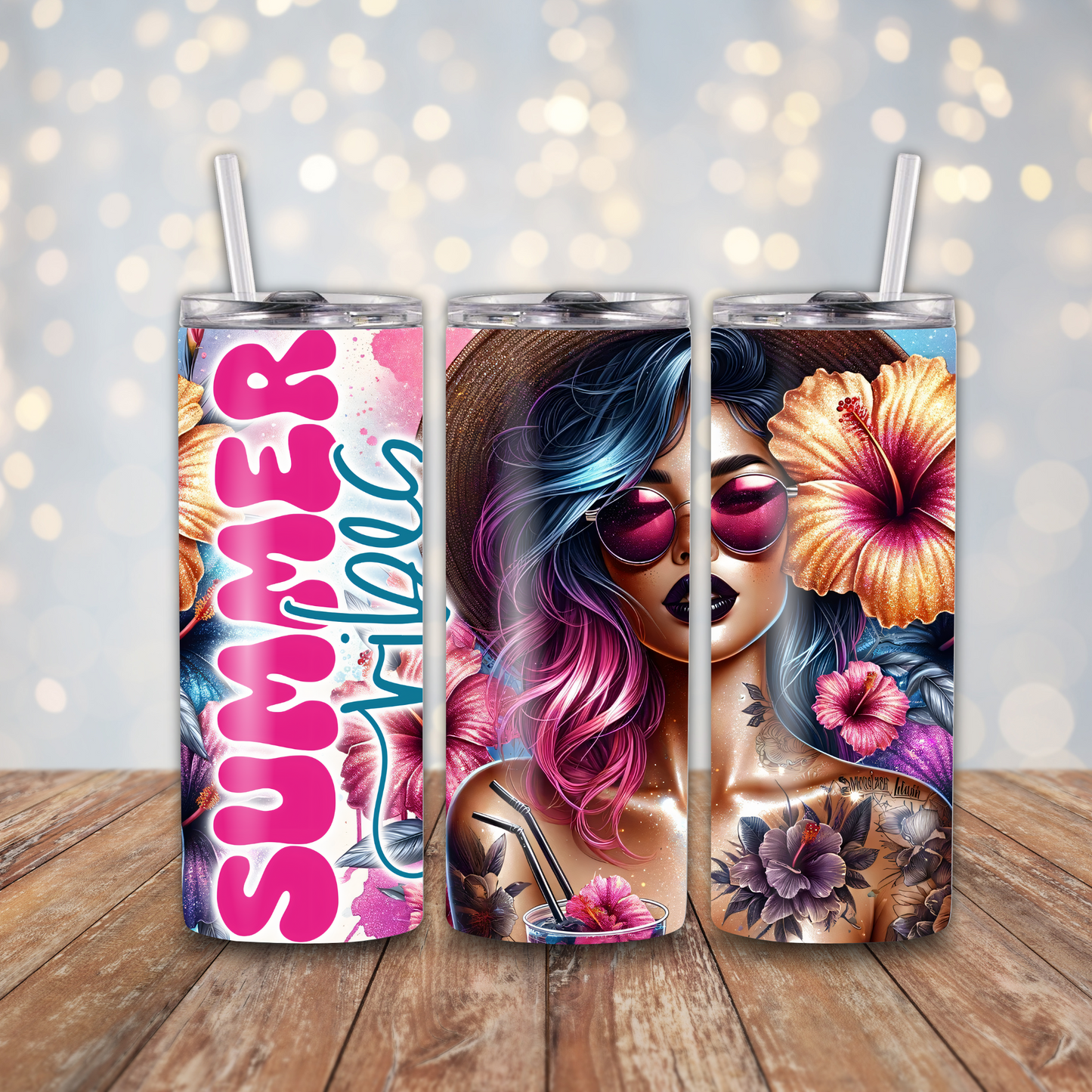 Summer Vibes Tattoo Woman Sublimation Transfers