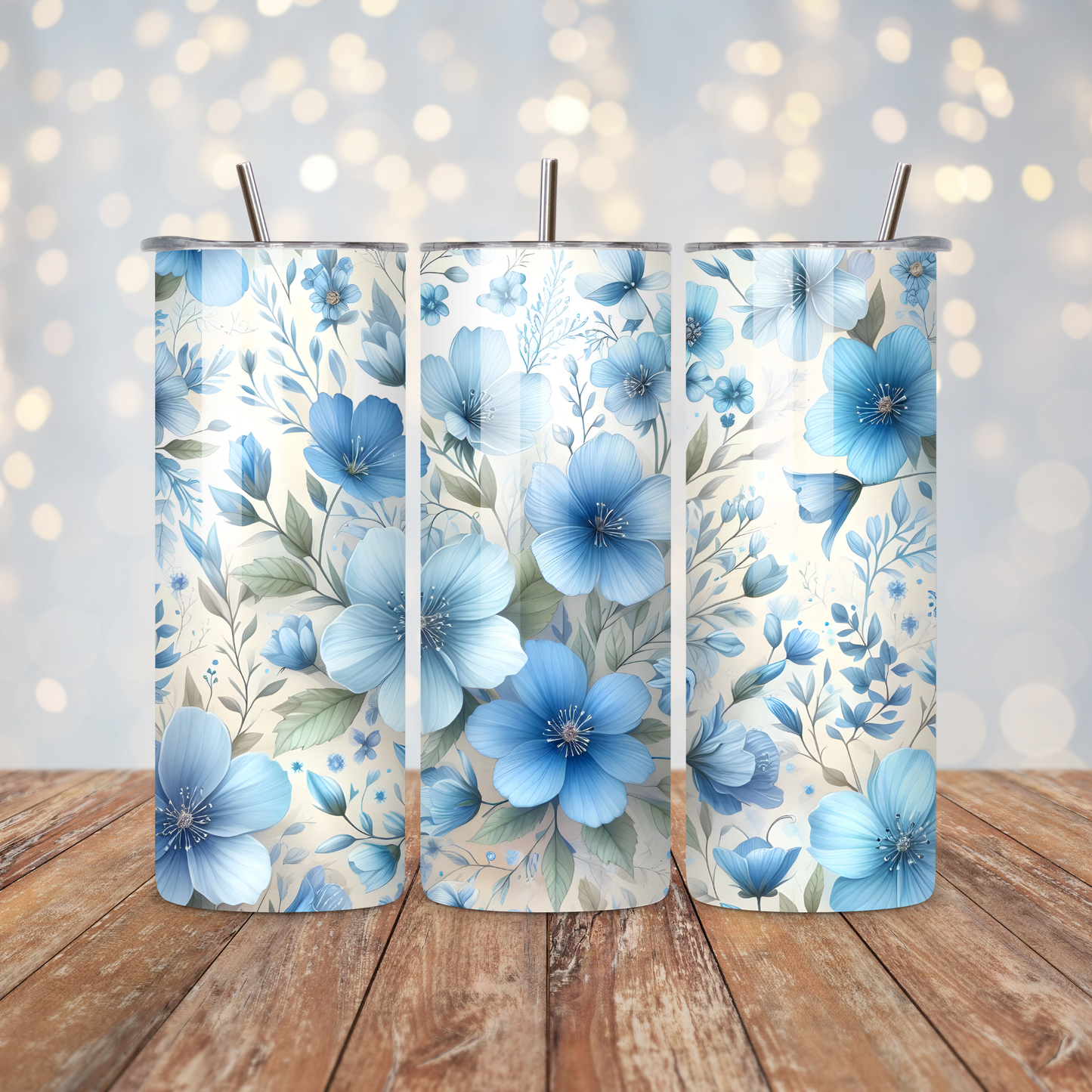 Blue Flowers Sublimation Transfer