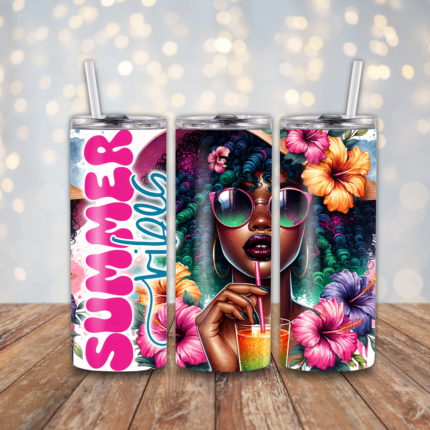 Summer Vibes Black Woman Sublimation Transfers