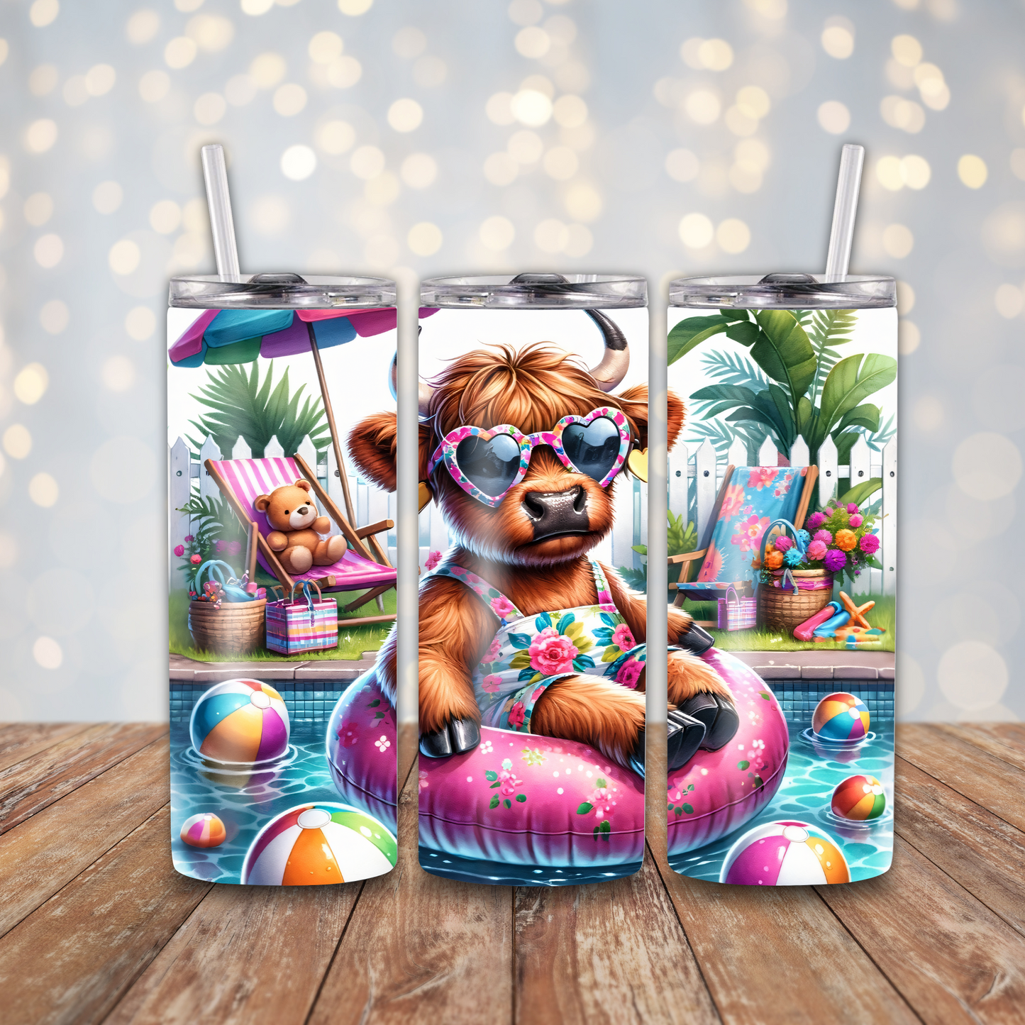 Summer Baby Cow Pool Sublimation Transfers