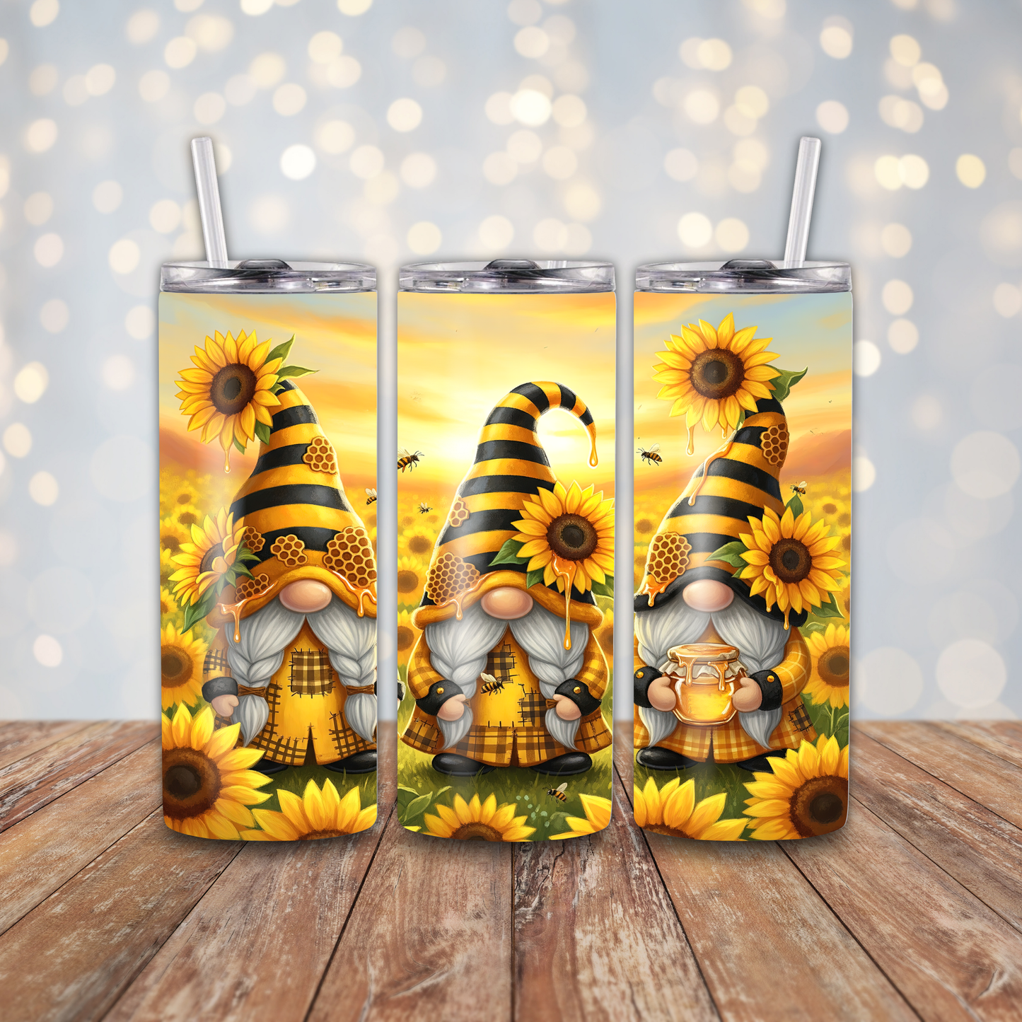 Gnome Sunflowers Honey Sublimation Transfers
